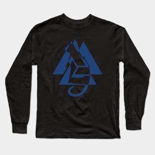 Blue Valknut Cat Silhouette | Norse symbos | Knot Long Sleeve T-Shirt